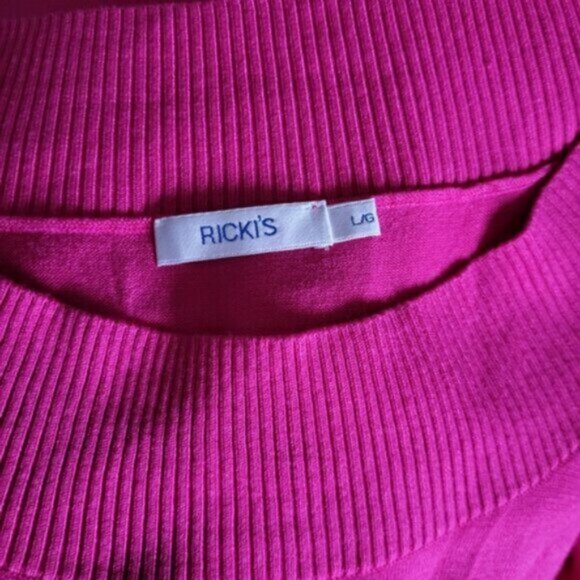 Rickis Pink Cold Shoulder Sweater Sz Large - Picture 5 of 5
